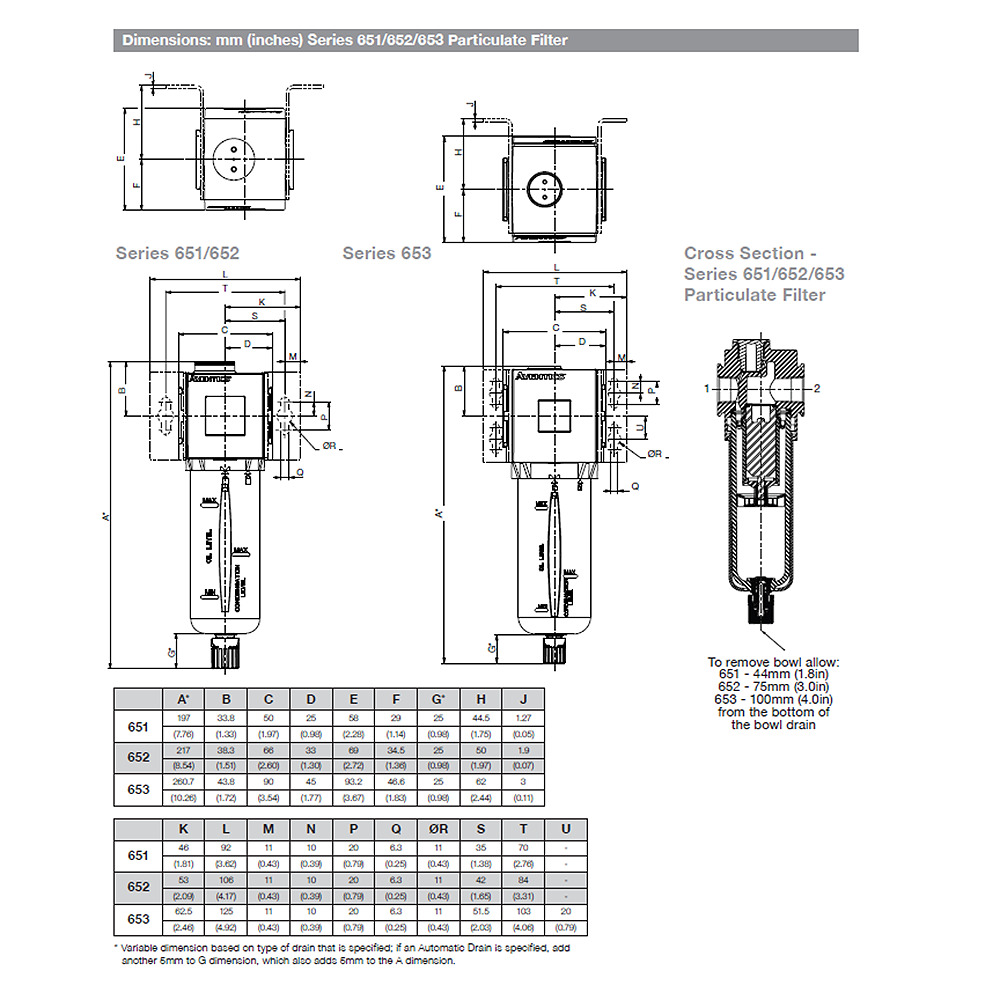 8653ABBP4JA000N NUMATICS/AVENTICS PARTICULATE FILTER<BR>653 SERIES 1/2" NPT, 5MIC, PB W/BG, SEMI AD